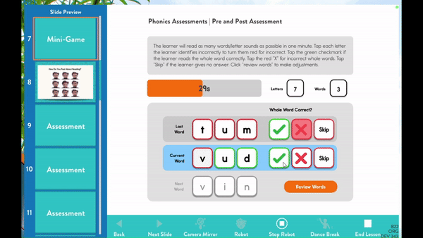 Phonics Assessment Add Correct Letter Sounds Score