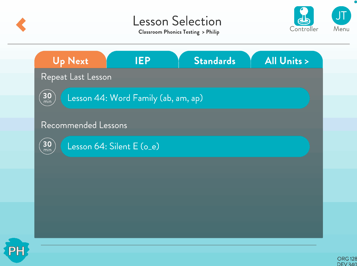 Sort Phonics Lessons by Standard